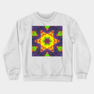 Retro Mandala Flower Yellow Purple and Green Crewneck Sweatshirt